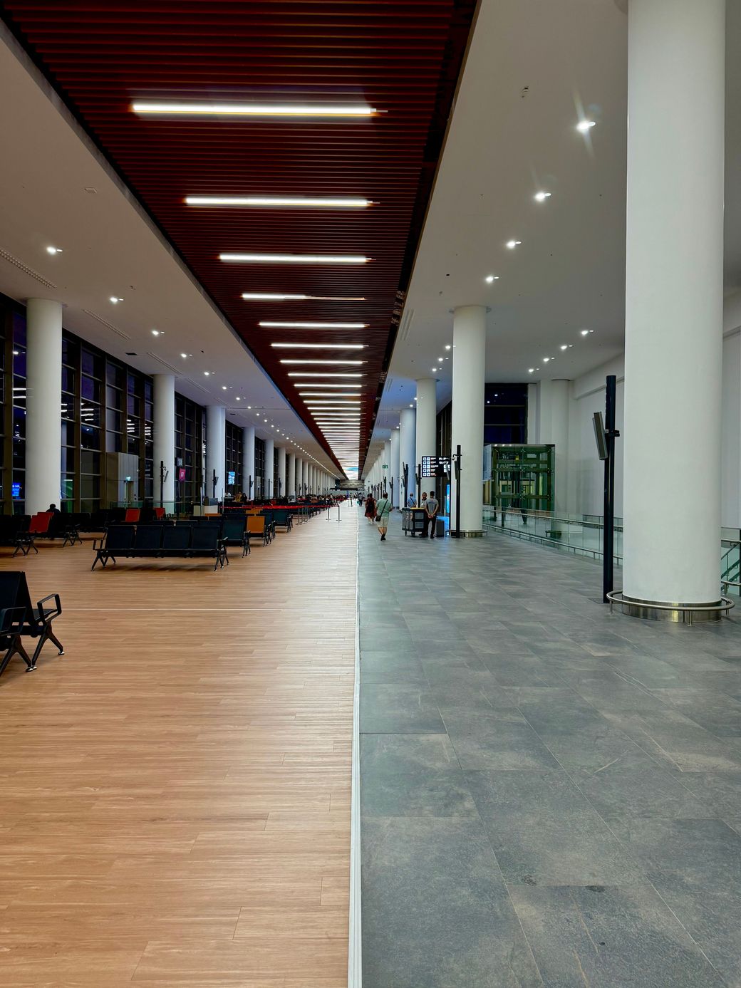 A modern airport terminal corridor