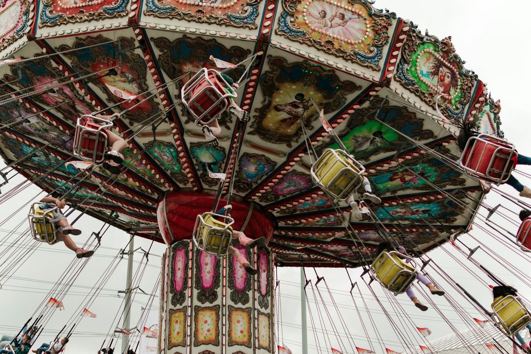 A swing ride at the Houston rodeo carnival